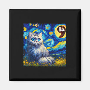 Halloween Starry Night Black Cat Comma La Kamala H Magnet