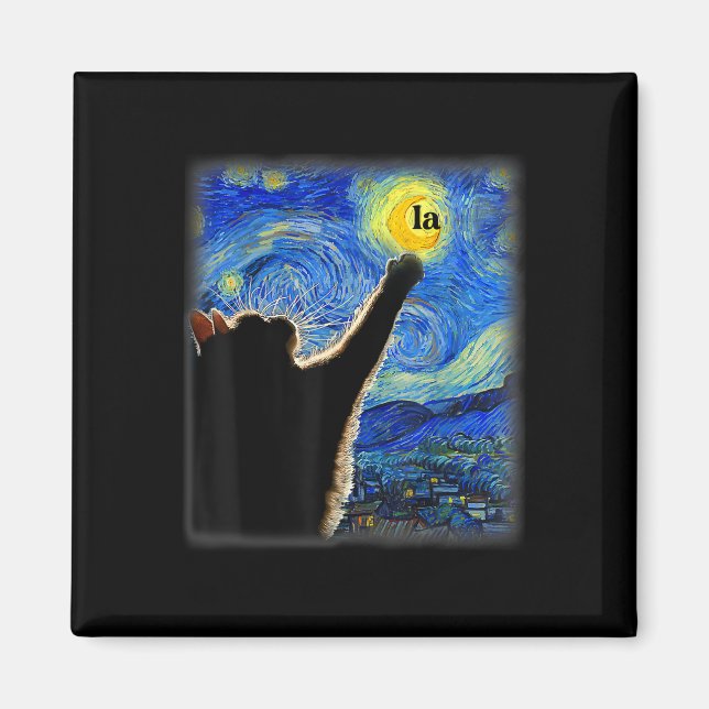 Halloween Starry Night Black Cat Comma La Kamala Magnet (Vorne)