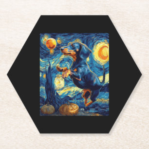 Halloween Starry Night Puppy-Dackel Untersetzer