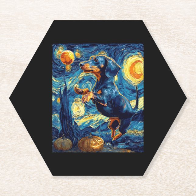 Halloween Starry Night Puppy-Dackel Untersetzer (Vorderseite)