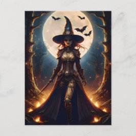 Halloween Steampunk Forest Hexe Postkarte