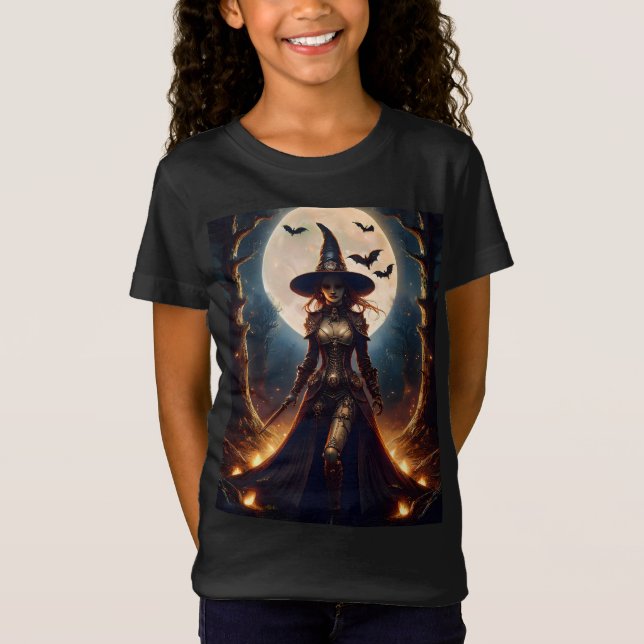 Halloween Steampunk Forest Hexe T-Shirt (Vorderseite)