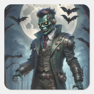 Halloween Steampunk Frankensteins Monster Quadratischer Aufkleber