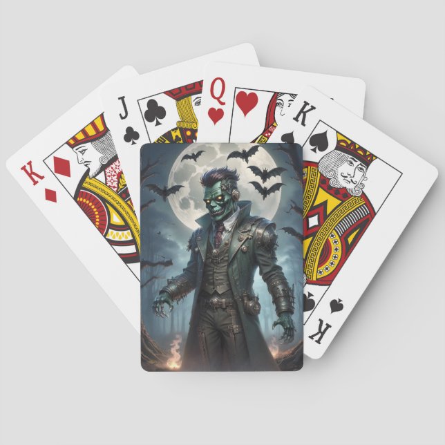 Halloween Steampunk Frankensteins Monster Spielkarten (Rückseite)