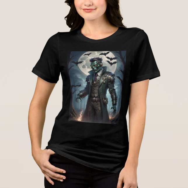 Halloween Steampunk Frankensteins Monster Tri-Blend Shirt (Vorderseite)