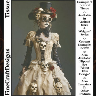 Halloween Steampunk Frau & Totenschädel S1R Decoup Seidenpapier