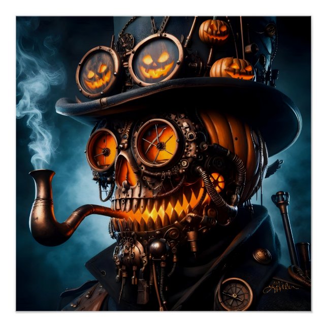 Halloween Steampunk Gothic Jack-O-Lantern Poster (Vorderseite)