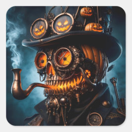 Halloween Steampunk Gothic Jack-O-Lantern Quadratischer Aufkleber
