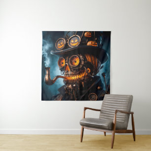 Halloween Steampunk Gothic Jack-O-Lantern Wandteppich