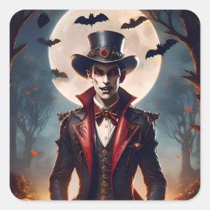 Halloween Steampunk Gothic Zombie Vampir Quadratischer Aufkleber