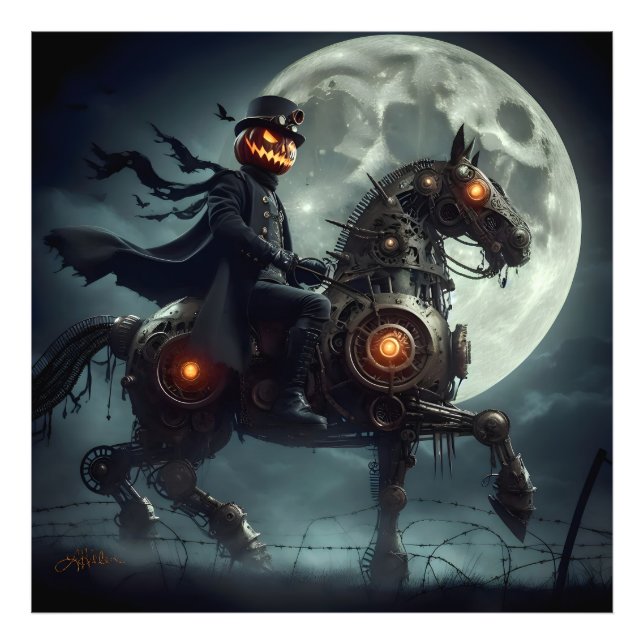 Halloween Steampunk Headless Horseman Fotodruck (Vorne)