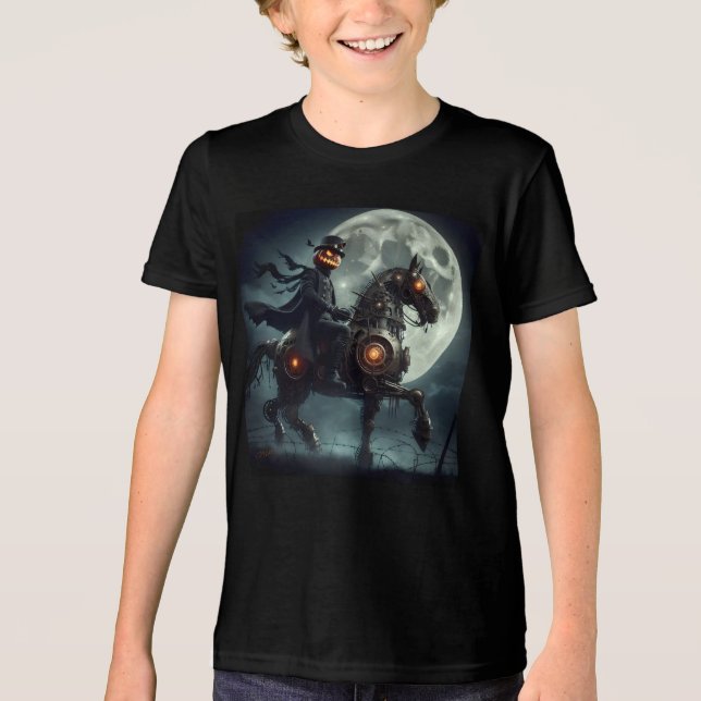 Halloween Steampunk Headless Horseman Tri-Blend Shirt (Vorderseite)