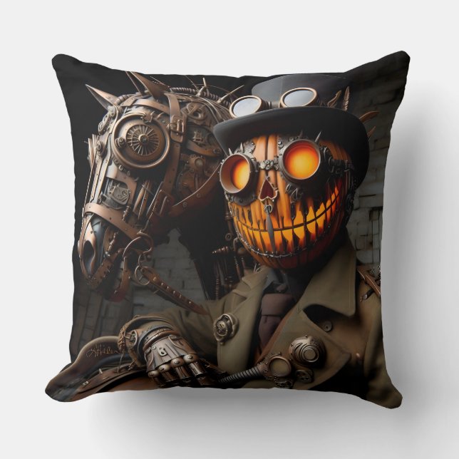 Halloween Steampunk Jack-O-Lantern Horseman Kissen (Vorderseite)