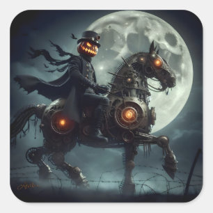 Halloween Steampunk Kopfloser Reiter Quadratischer Aufkleber