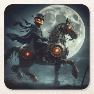 Halloween Steampunk Kopfloser Reiter Rechteckiger Pappuntersetzer