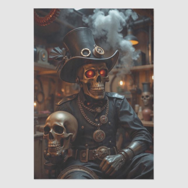 Halloween Steampunk Skeleton Seidenpapier (Vorderseite)