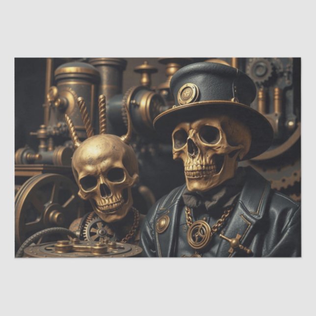 Halloween Steampunk Skeleton Seidenpapier (Vorderseite)
