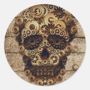 Halloween-Steampunk-Skelett-Aufkleber Runder Aufkleber