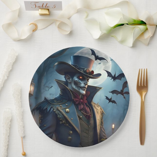 Halloween Steampunk Southern Gentleman Zombie Pappteller (Hochzeit)