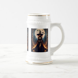Halloween Steampunk Waldhexe Bierglas