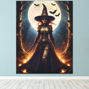 Halloween-Steampunk-Waldhexe Leinwanddruck