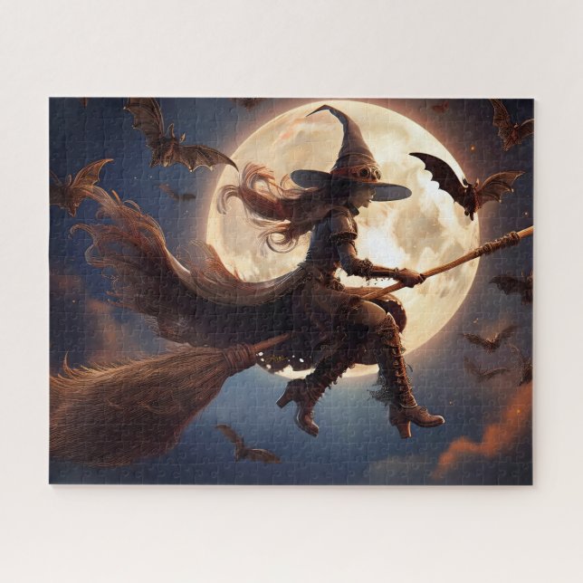 Halloween Steampunk Witch Moonlight Flight (Horizontal)