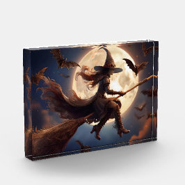 Halloween Steampunk Witch Moonlight Flight Fotoblock