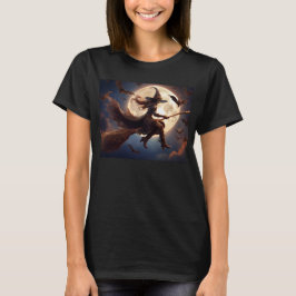 Halloween Steampunk Witch Moonlight Flight T-Shirt