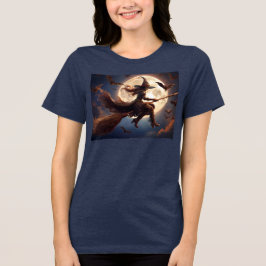 Halloween Steampunk Witch Moonlight Flight Tri-Blend Shirt