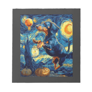 Halloween Sternennacht Welpen Dachshund Notizblock