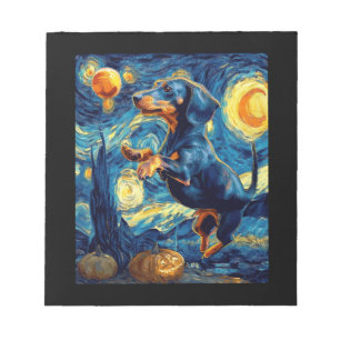 Halloween Sternennacht Welpen Dachshund Notizblock