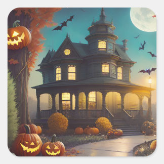 Halloween-Sticker im Attikum Quadratischer Aufkleber