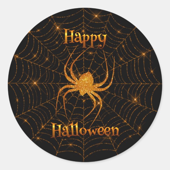 Halloween - Sticker rond Orange Spider Web (Devant)