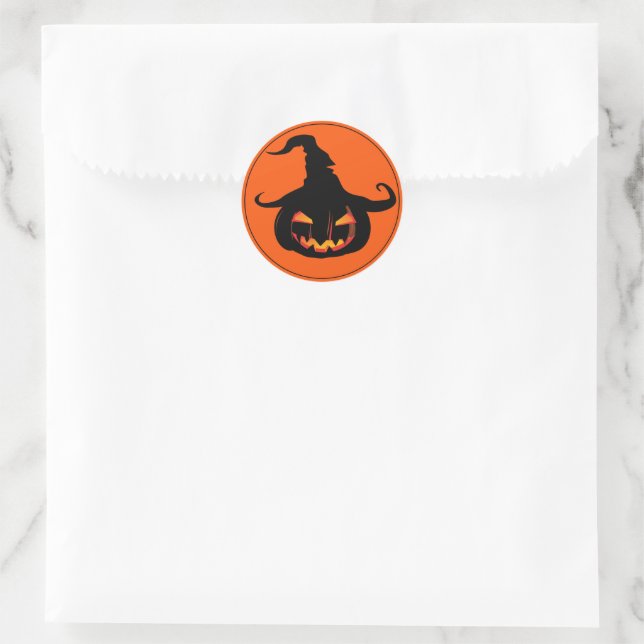 Halloween Stickers-Hexenkürbis Runder Aufkleber (Tasche)