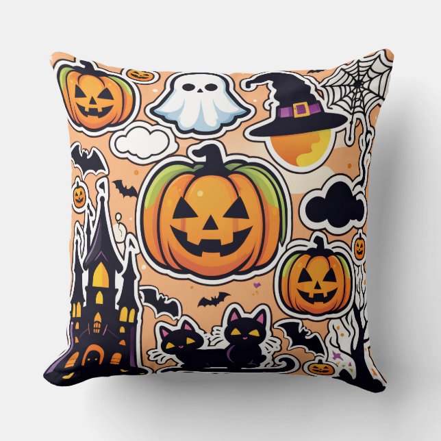 Halloween Stickers Kissen (Vorderseite)