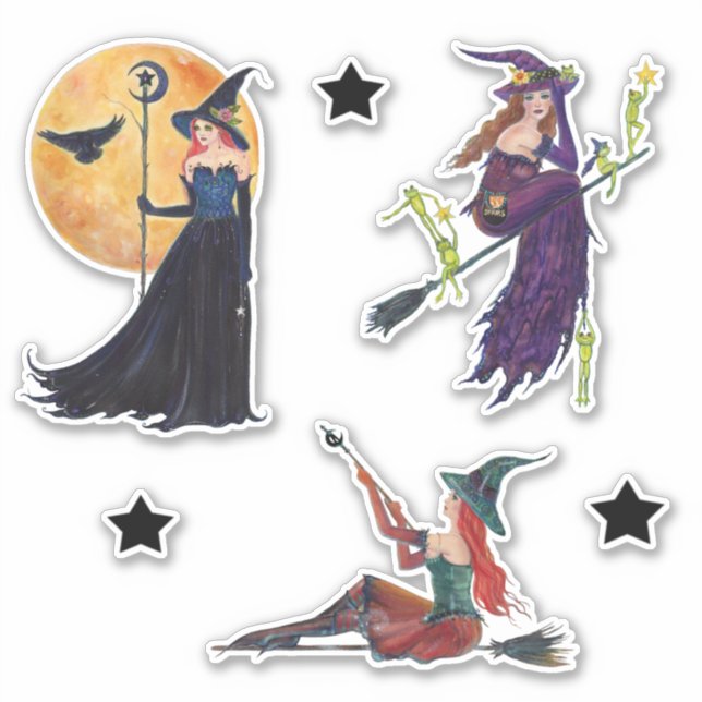 Halloween stickers sorcière brouillard étoiles Ren (Devant)
