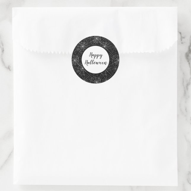 Halloween Stickers-Spider Webs Runder Aufkleber (Tasche)