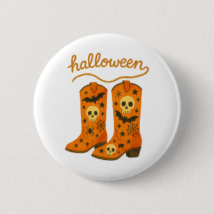 Halloween-Stiefel Gruseliger Western-Rodeo Button