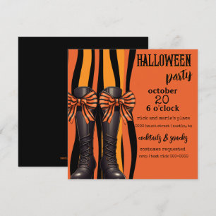 Halloween Stiefel und Bows in Orange und Black Par Einladung