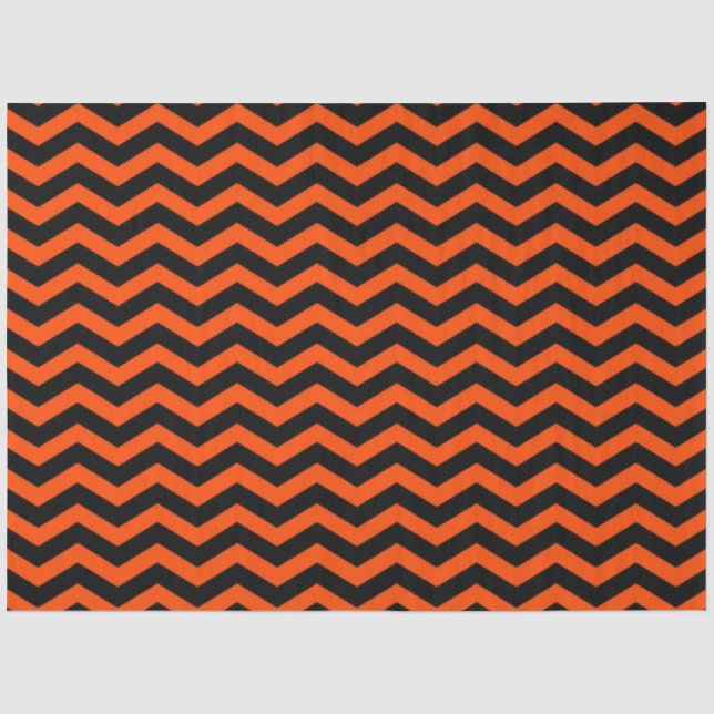 Halloween-Stil | Orangefarbene Zickzack Streifen Seidenpapier (Vorderseite)