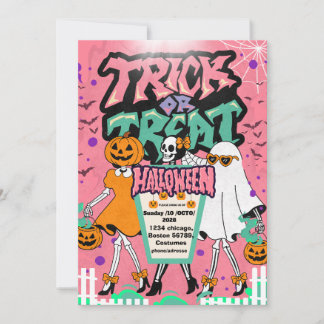 Halloween stilvolle Mädchen Skelett High Heel rosa Einladung
