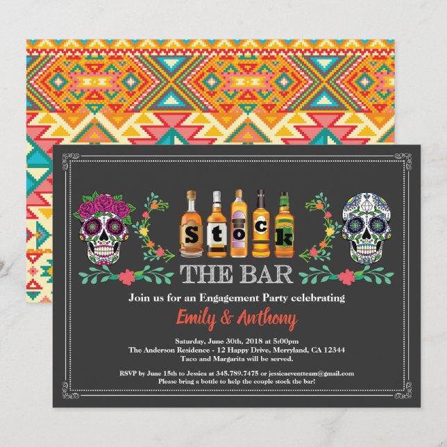 Halloween Stock der Bar-Verlobungsparty Einladung (Vorne/Hinten)