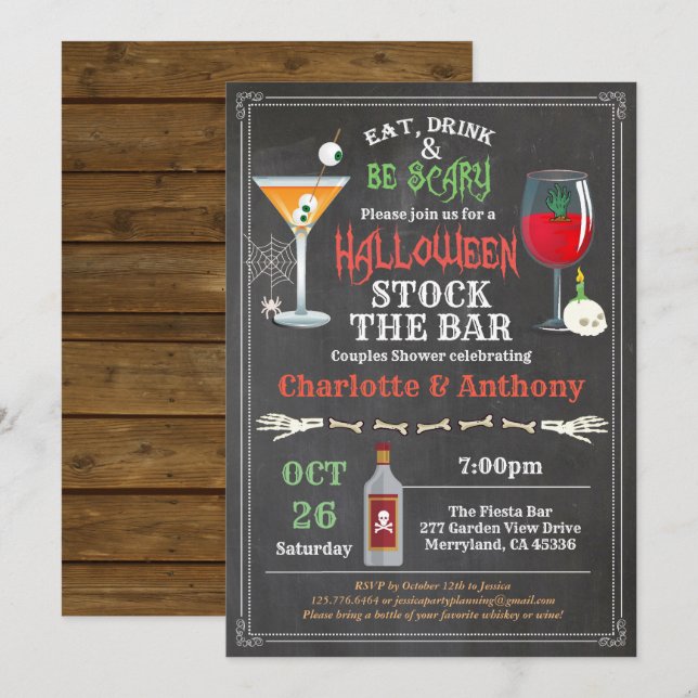 Halloween Stock die Duschkabine der Bar Einladung (Vorne/Hinten)
