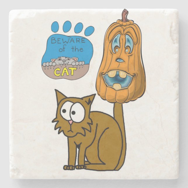 Halloween-Stone-Untersetzer, Katze Steinuntersetzer (Vorderseite)