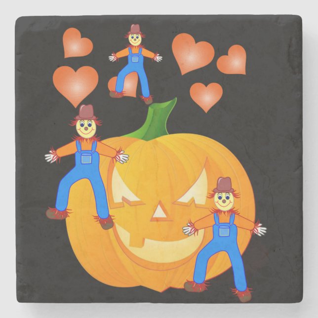 Halloween-Stone-Untersetzer, Scarecrow Steinuntersetzer (Vorderseite)
