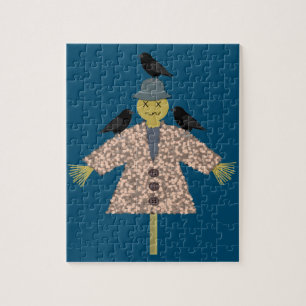 Halloween Straw Scarecrow and Ravens