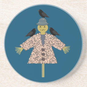 Halloween Straw Scarecrow and Ravens Getränkeuntersetzer