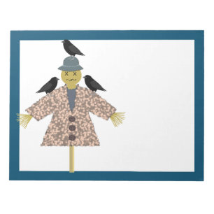 Halloween Straw Scarecrow and Ravens Notizblock