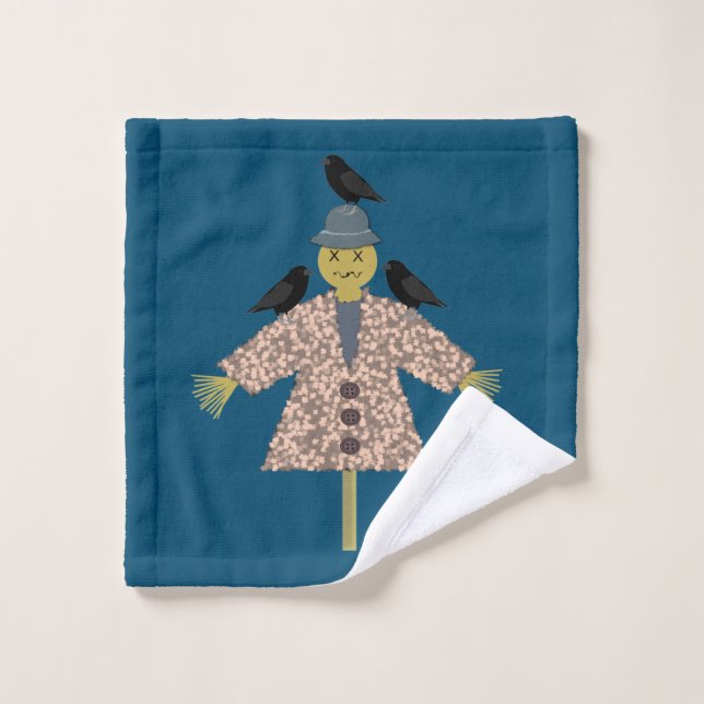Halloween Straw Scarecrow and Ravens Waschlappen (Waschlappen)