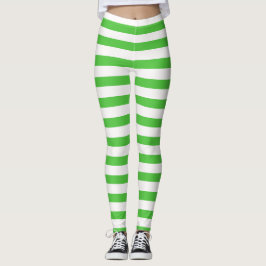 Halloween-Streifen der grünen und weißen Erdbeerko Leggings